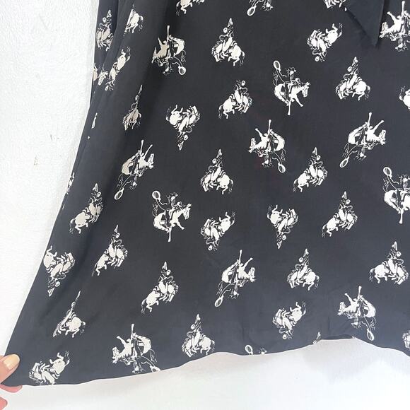 RE/DONE NWT Cowboy Horses Bow 100% Silk Crepe Mini Dress Size S - Picture 11 of 16